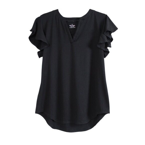 V-neck Flutter Sleeve Top - Picture 1 of 15